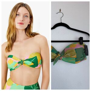NWT Kate Spade New York Cucumber Floral Tie Bikini Top with Removable Straps XL